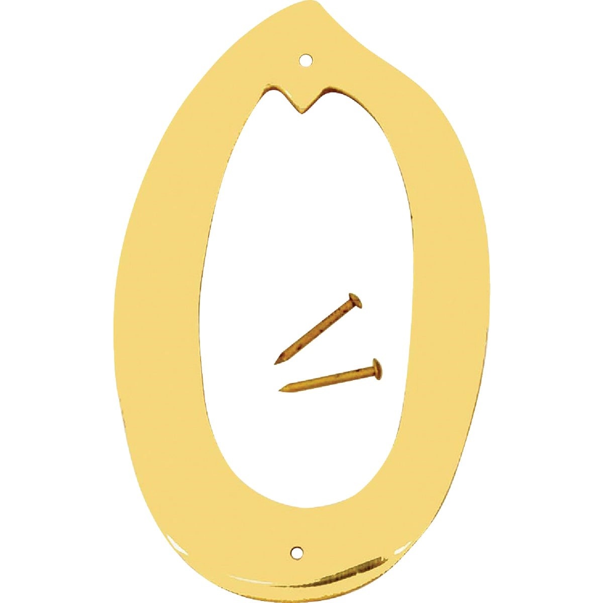 HY-KO Hy-ko BR-40/0 Polished Brass House Number Zero 4 in