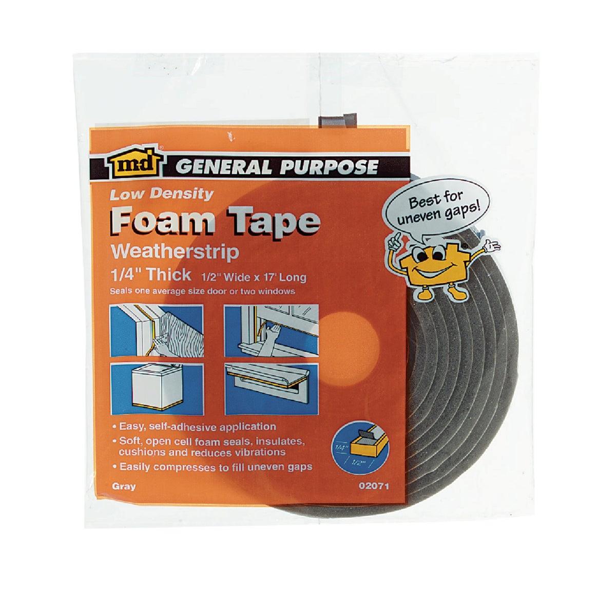 M-D BUILDING PRODUCTS M-d Building Products 02071 Foam Weatherstrip Tape Gray