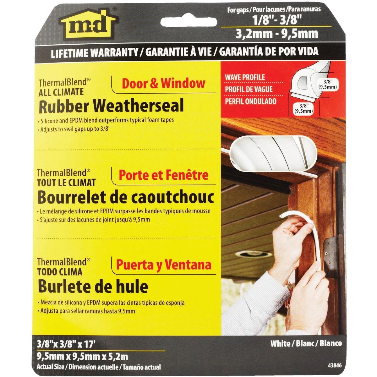 M-D BUILDING PRODUCTS M-d Building Products 43846 Rubber Weatherstrip 17 Ft White