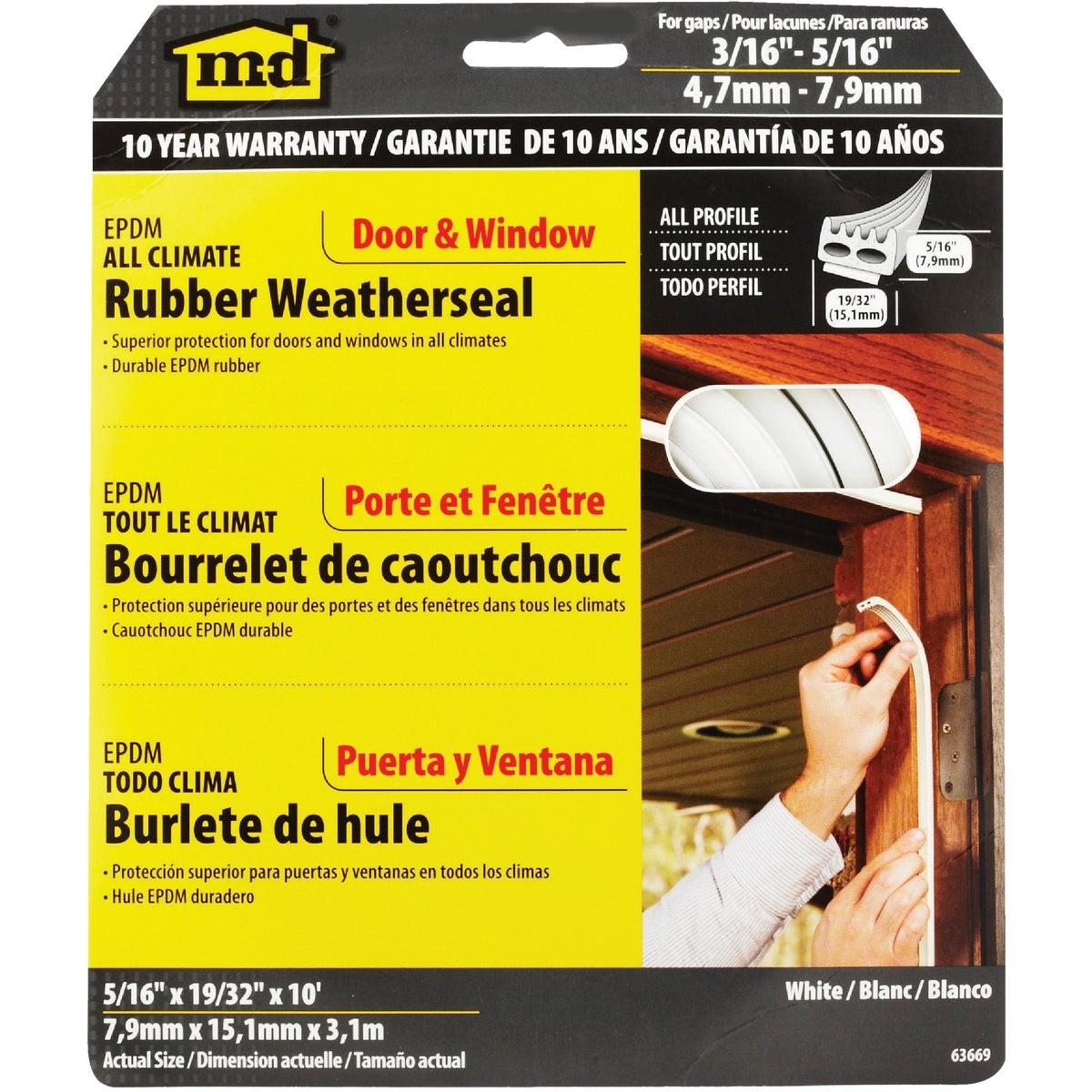 M-D BUILDING PRODUCTS M-d Building Products 63669 Epdm Rubber Weatherstrip 10 Ft