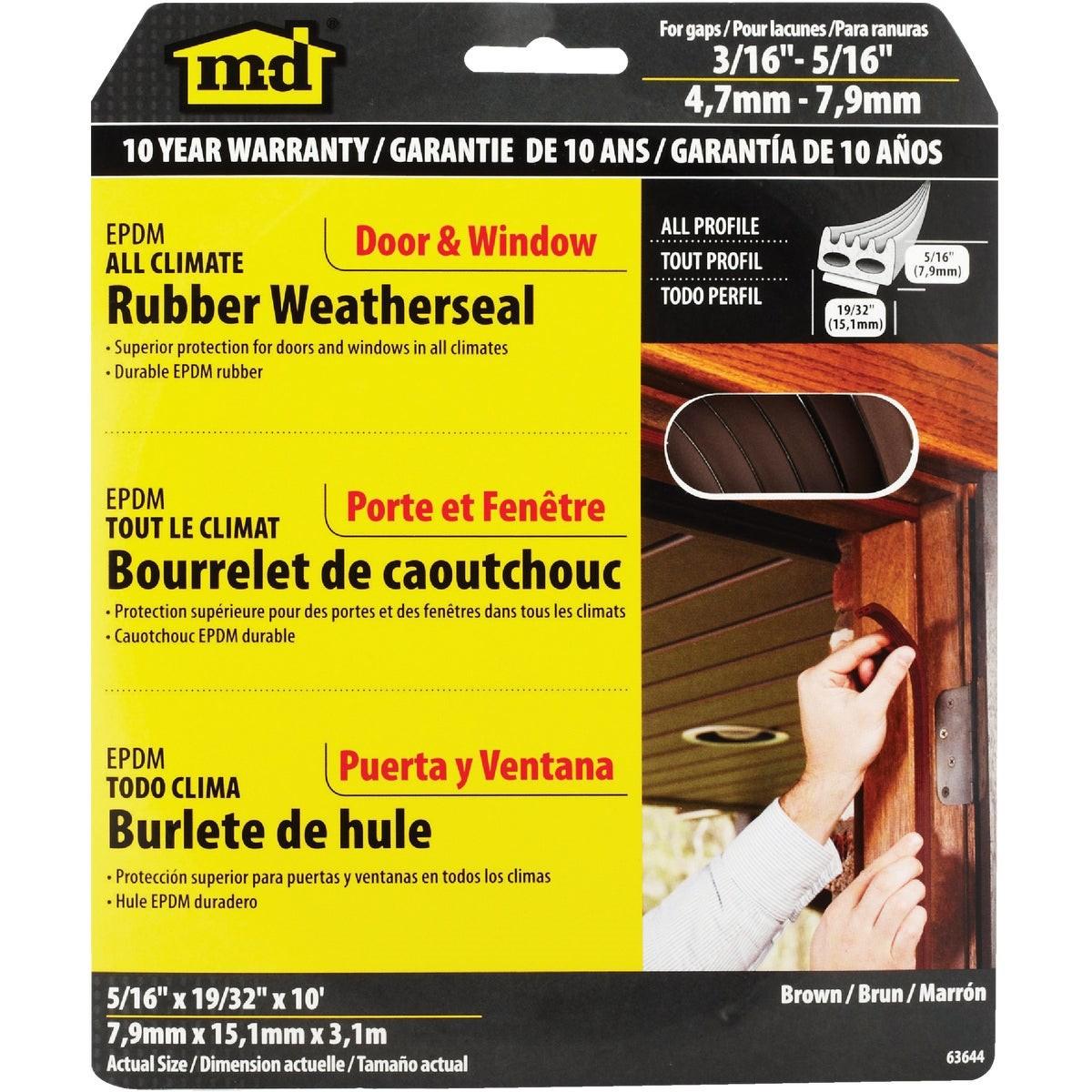 M-D BUILDING PRODUCTS M-d Building Products 63644 Epdm Weatherstrip 10 Ft Brown