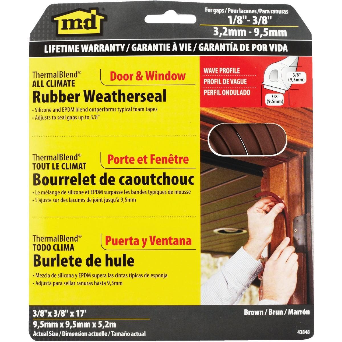 M-D BUILDING PRODUCTS M-d Building Products 43848 Rubber Weatherstrip 17 Ft Brown