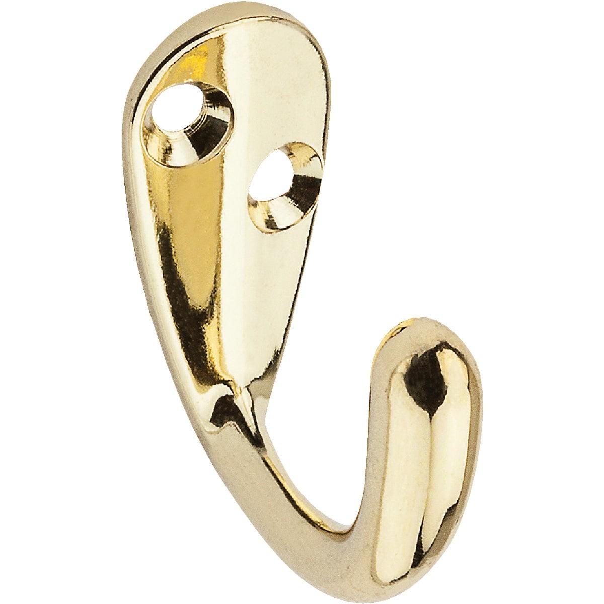 NATIONAL MARKER National Marker N199182 Single Wardrobe Hook Brass 2 Pack