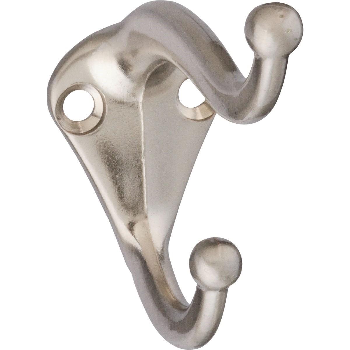 NATIONAL MARKER National Marker N325480 Satin Nickel Wardrobe Hook 2 Pack