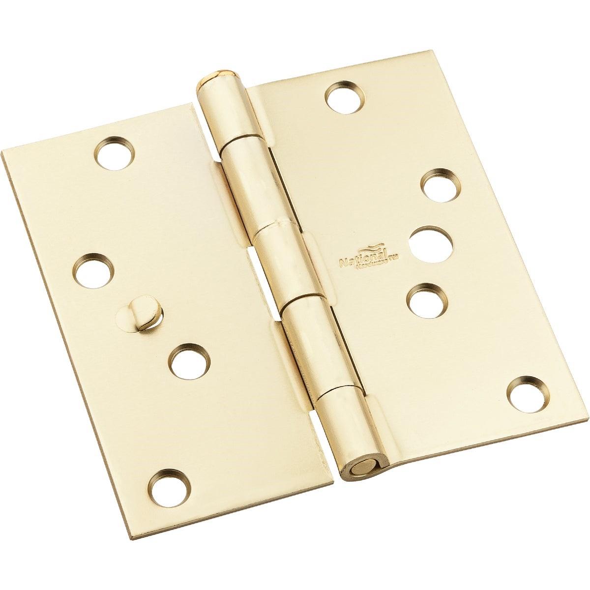 NATIONAL MARKER National Marker N830403 Square Door Hinge 4 in Satin Brass 3-pack
