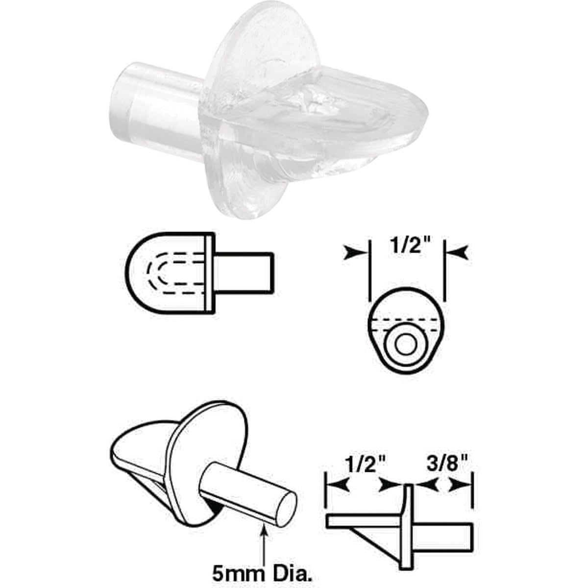 PRIME-LINE PRODUCTS Prime-line Products U 10147 Clear Butyrate Shelf Support