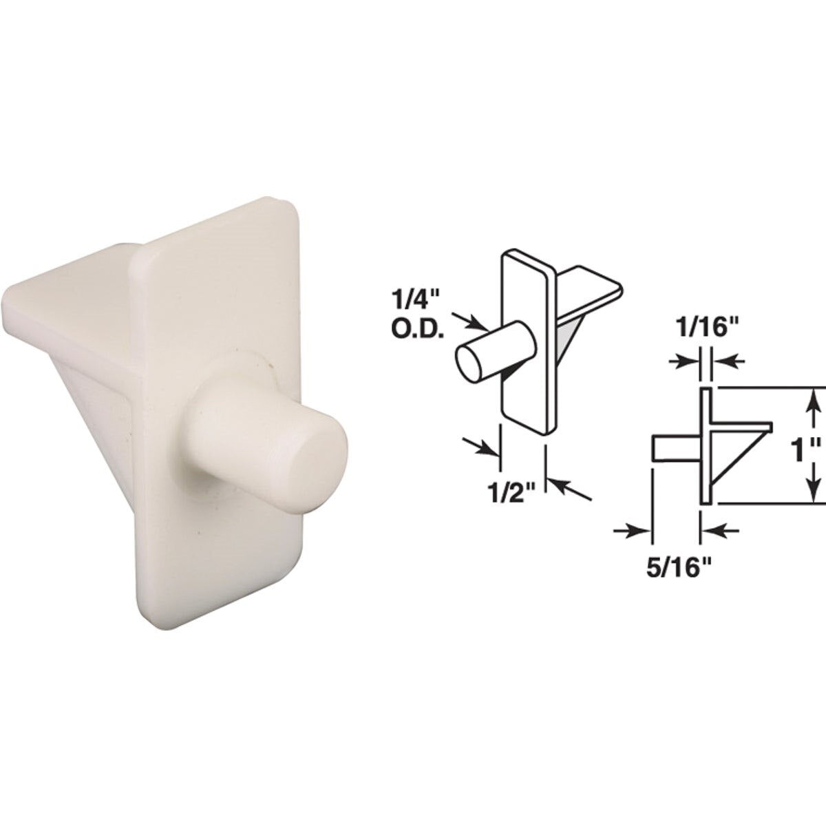 PRIME-LINE PRODUCTS Prime-line Products U 10138 Shelf Support Peg 1/4 in White 8pk