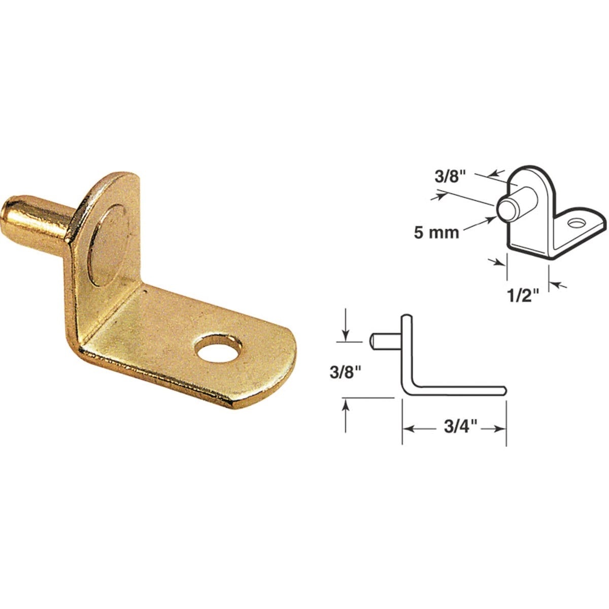 PRIME-LINE PRODUCTS Prime-line Products U 10170 Brass Shelf Support 5mm 8 Pack