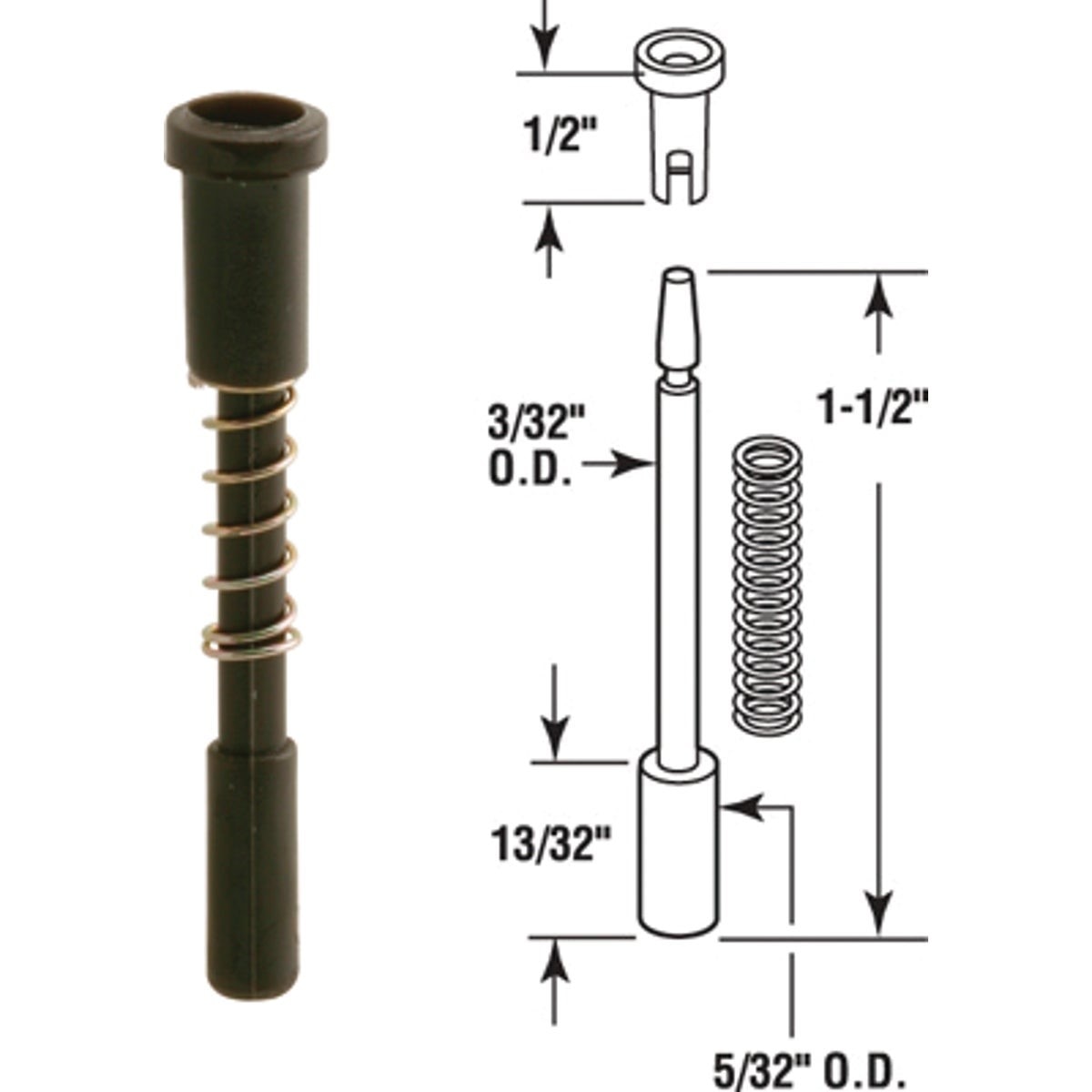 PRIME-LINE PRODUCTS Prime-line Products PL14663 Screen Plunger Latch Black Nylon 25-pack