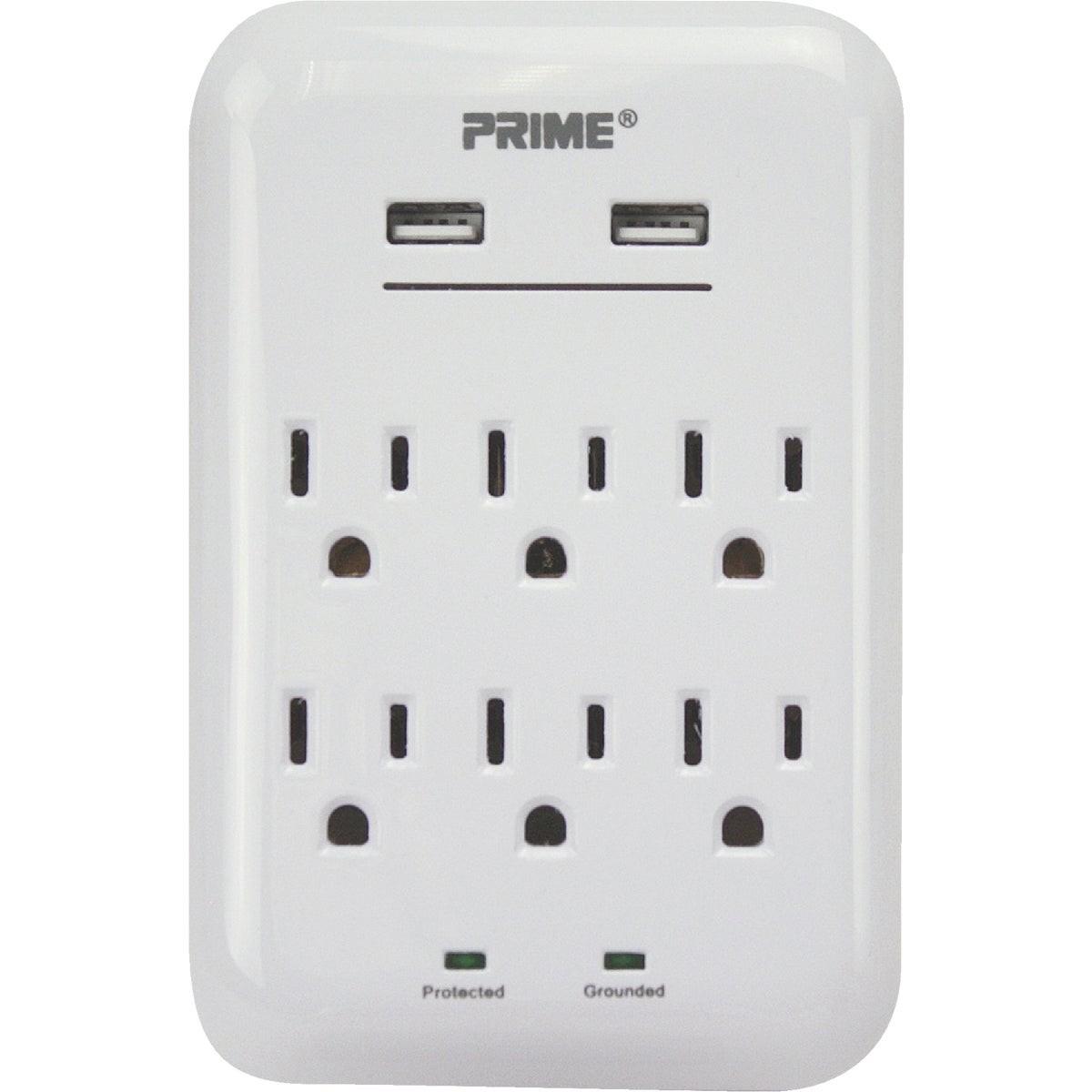 PRIME WIRE & CABLE Prime Wire Cable PBUSB346S 6-outlet 2-port Usb Surge Protector