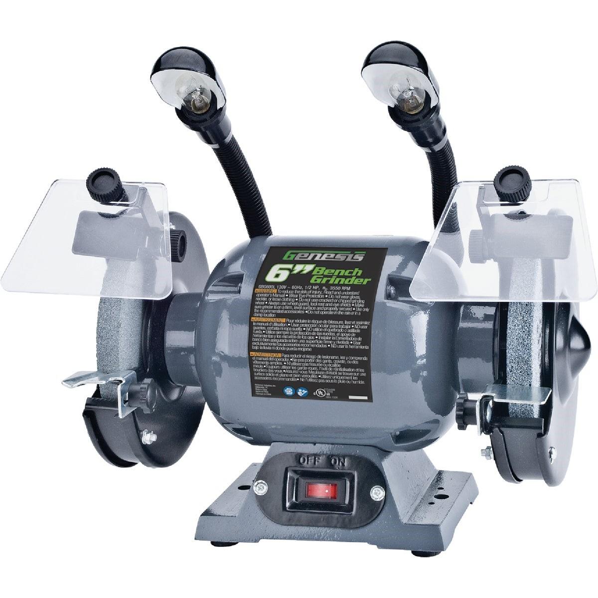 GENESIS Honeywell GBG600L 6 Inch 1/2 Hp Bench Grinder with Lights