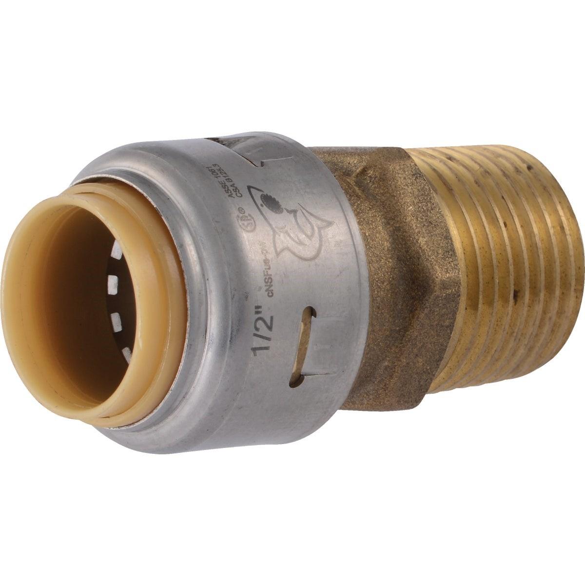 RWC Rwc UR120A Sharkbite 1/2 In. Mnpt Brass Push-to-connect Adapter