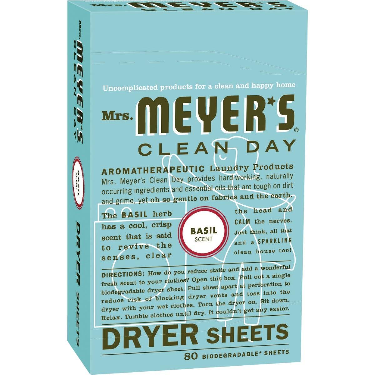 MRS MEYERS CLEAN DAY Mrs Meyers Clean Day 14448 Basil Dryer Sheet 80 Count