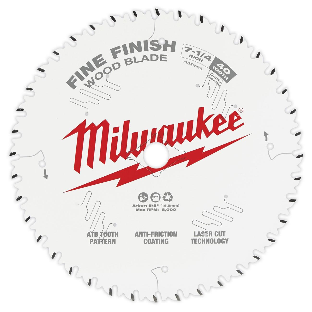 MILWAUKEE Milwaukee 48-40-0726 Fine Finish Circular Saw Blade 40T 7.25 in