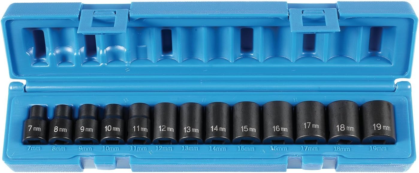 GREY PNEUMATIC Grey Pneumatic 1213M 3/8 inches drive 13-piece standard metric impact socket set 6-point 7 mm to 19 mm