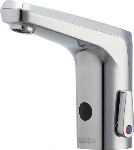 CHICAGO FAUCETS Chicago Faucets E80-A11E-17ABCP E-Tronic 80 Series Advanced Electronic Commercial Faucet with Touchless Sensor Operation and ASSE 1070 Scald Protection 6-volt Lithium CRP2 Battery