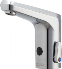 CHICAGO FAUCETS Chicago Faucets E80-A11E-17ABCP E-Tronic 80 Series Advanced Electronic Commercial Faucet with Touchless Sensor Operation and ASSE 1070 Scald Protection 6-volt Lithium CRP2 Battery