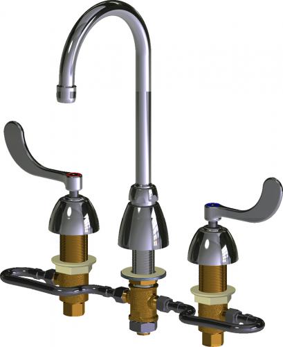 CHICAGO FAUCETS Chicago Faucets 786-HGN2AE35XKAB Deck-Mounted Manual Faucet Adjustable Centers 6-26 Inch 1.5 GPM