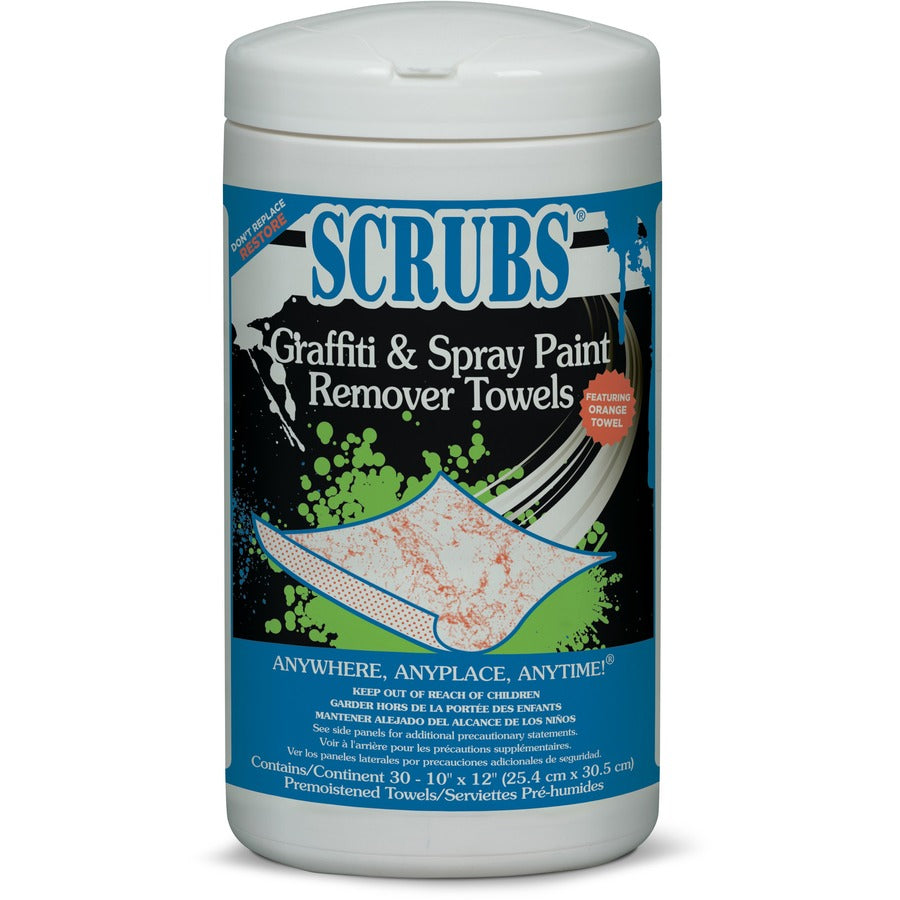 ITW BRANDS Itw Brands 90130 SCRUBS graffiti/spray paint remover towels 30/canister