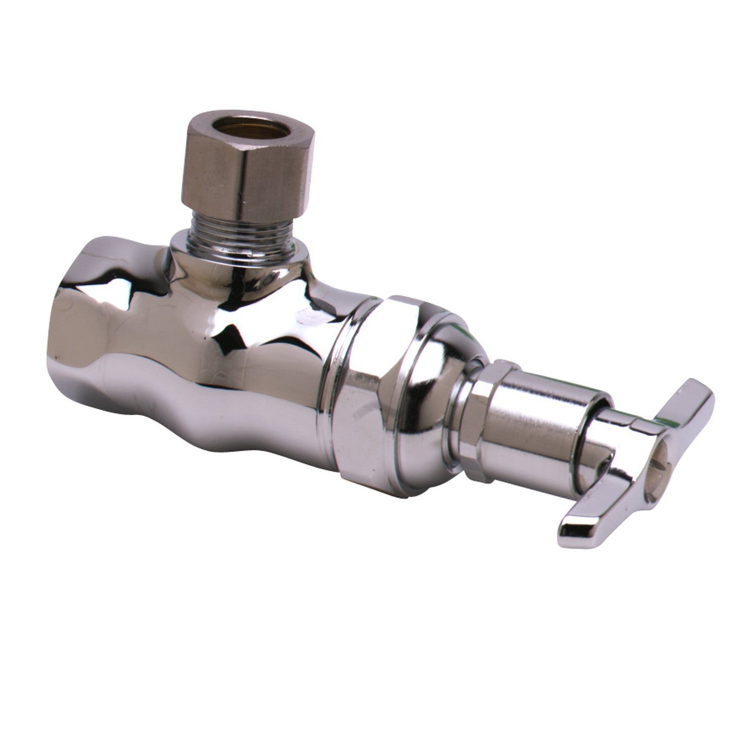T&S BRASS T&S Brass B-1342 Loose Key Angle Stop 1/2 inches NPT Female Inlet, Outlet w/Compression Nut Fits 1/2 inches OD Tubing