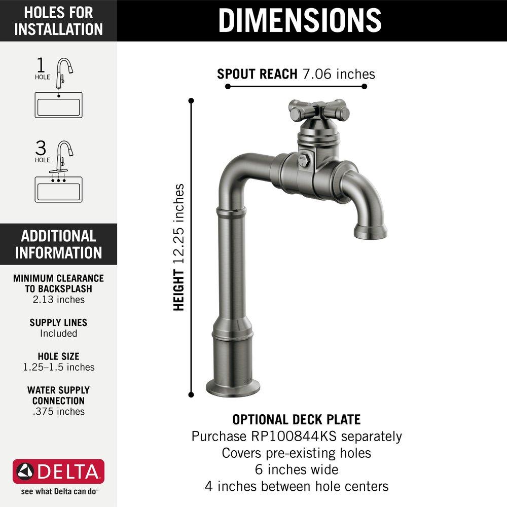 DELTA FAUCET Delta Faucet 1990LFC-KS Broderick Single Handle Bar Faucet in Black Stainless
