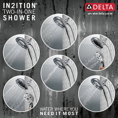DELTA FAUCET Delta 58480-PR-PK Universal Showering Components: H2Okinetic® In2ition® 5-Setting Two-in-One Shower