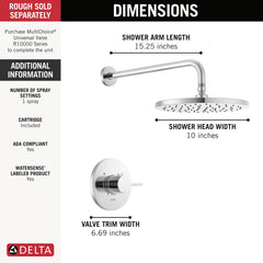 DELTA FAUCET Delta T14269-PP Modern Shower Trim 1.75GPM