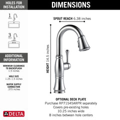DELTA FAUCET Delta 9997-AR-PR-DST Cassidy Single Handle Pulldown Bar/Prep Kitchen Faucet