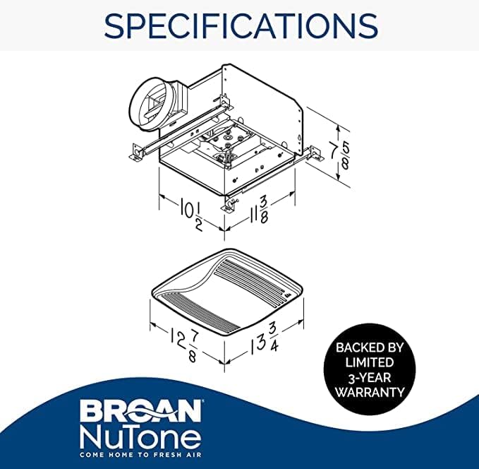 BROAN-NUTONE Broan QTXE110S Ultra-Silent Ventilation Fan, 110 CFM, 6 Round