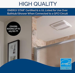 BROAN-NUTONE Broan QTXE110S Ultra-Silent Ventilation Fan, 110 CFM, 6 Round