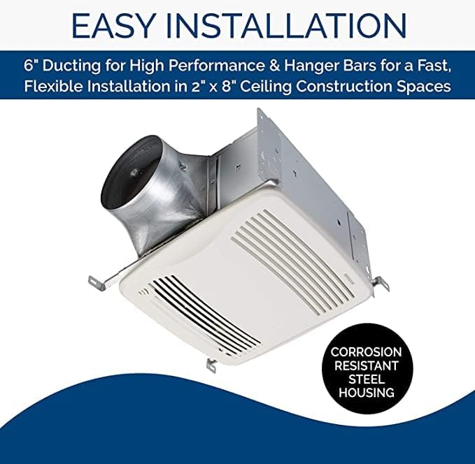 BROAN-NUTONE Broan QTXE110S Ultra-Silent Ventilation Fan, 110 CFM, 6 Round