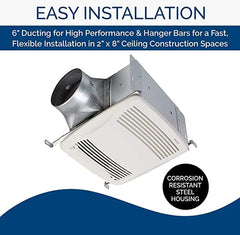 BROAN-NUTONE Broan QTXE110S Ultra-Silent Ventilation Fan, 110 CFM, 6 Round
