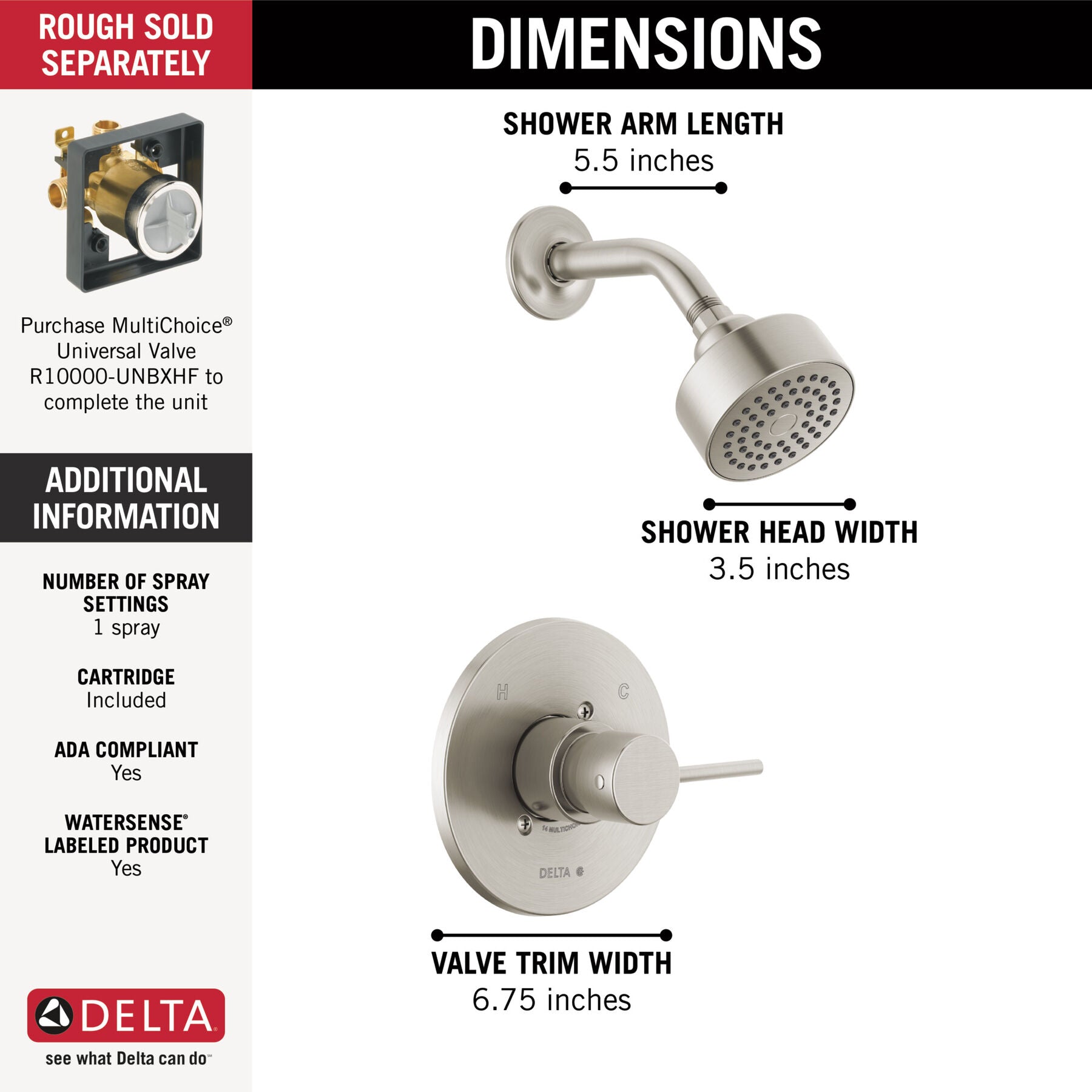 DELTA FAUCET Delta Faucet T14259-SS-PP Monitor 14 Series Shower Trim