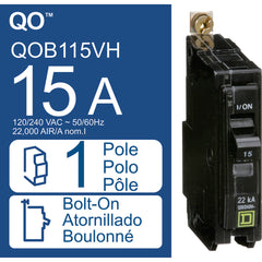 SCHNEIDER ELECTRIC Square D QOB115VH Miniature Circuit Breaker 15 Amp 120/240 Volt