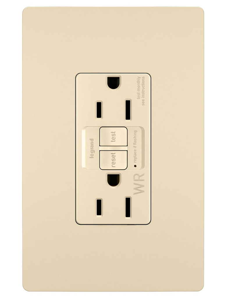 LEGRAND Pass & Seymour 1597-TRWRI Weather-Resistant Self-Test GFCI 15A 125V Ivory