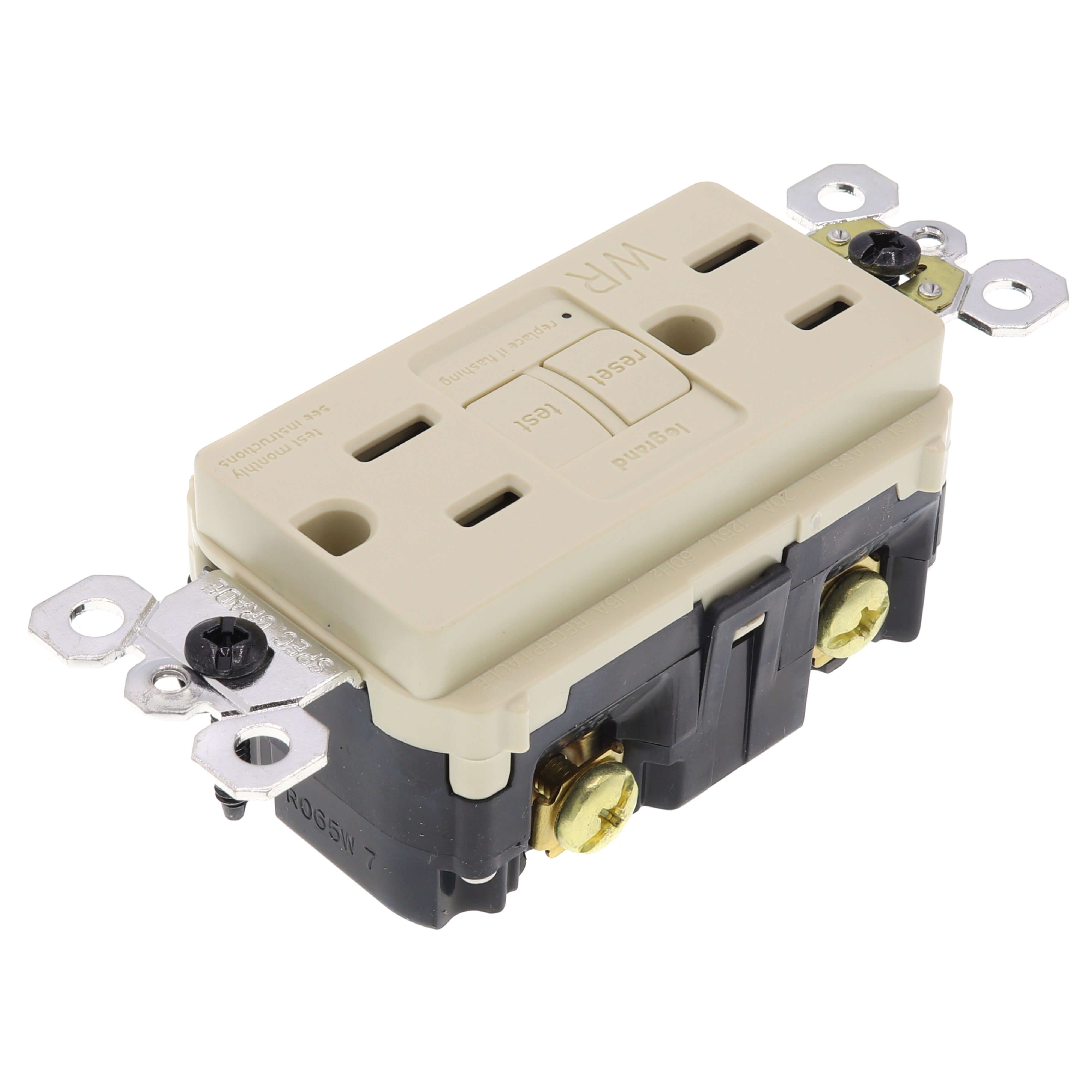LEGRAND Pass & Seymour 1597-TRWRI Weather-Resistant Self-Test GFCI 15A 125V Ivory