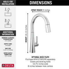 DELTA FAUCET Delta 9191-PR-DST Monrovia Kitchen Faucet 1.8 Gallons per Minute