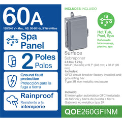 SCHNEIDER ELECTRIC Square D QOE260GFINM SQD Enclosed Circuit Br 60A 2 Pole NEMA3R