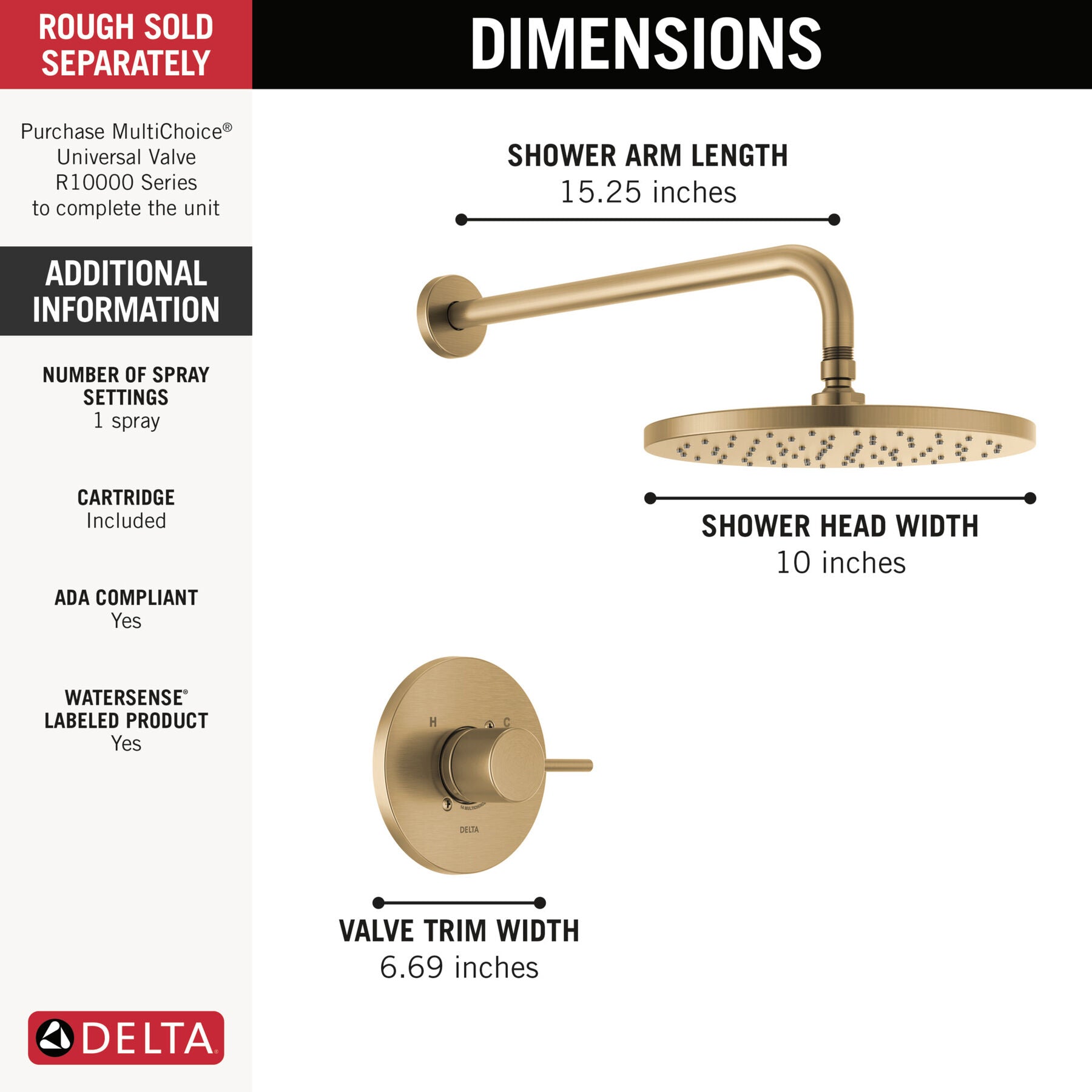 DELTA FAUCET Delta Faucet T14269-CZ-PP Monitor 14 Series Shower Trim