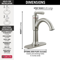 DELTA FAUCET Delta Faucet 535-SSMPU-DST Saylor Single Handle Bathroom Faucet