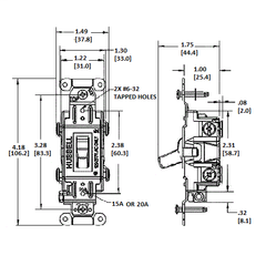 HUBBELL WIRING Hubbell 1223I Hubbell-PRO 3-Way Toggle Switch 20A 120/277V