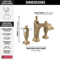 DELTA FAUCET Delta Faucet 3557-GSMPU-DST Dorval Two Handle Widespread Bathroom Faucet