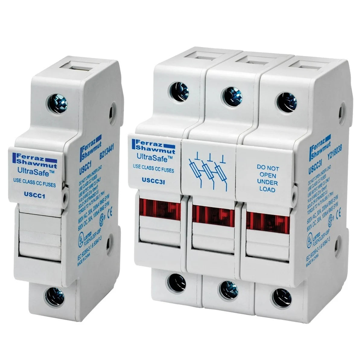 MERSEN Mersen USCC1I 1-pole Ultrasafe modular fuse holder with indicator for class CC fuses, 30 Amps, 600V