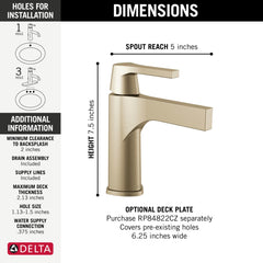 DELTA FAUCET Delta 574-CZMPU-DST Lavatory Faucet Zura Deck Mount 1.2 Gallons per Minute