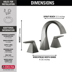 DELTA FAUCET Delta 35546-KS-PR-MPU-DST Trillian Two Handle Widespread Bathroom Faucet