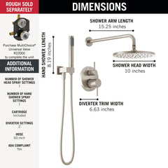 DELTA FAUCET Delta T342702-SP Monitor 14 Series Shower with Raincan & Hand Shower 1.75 GPM