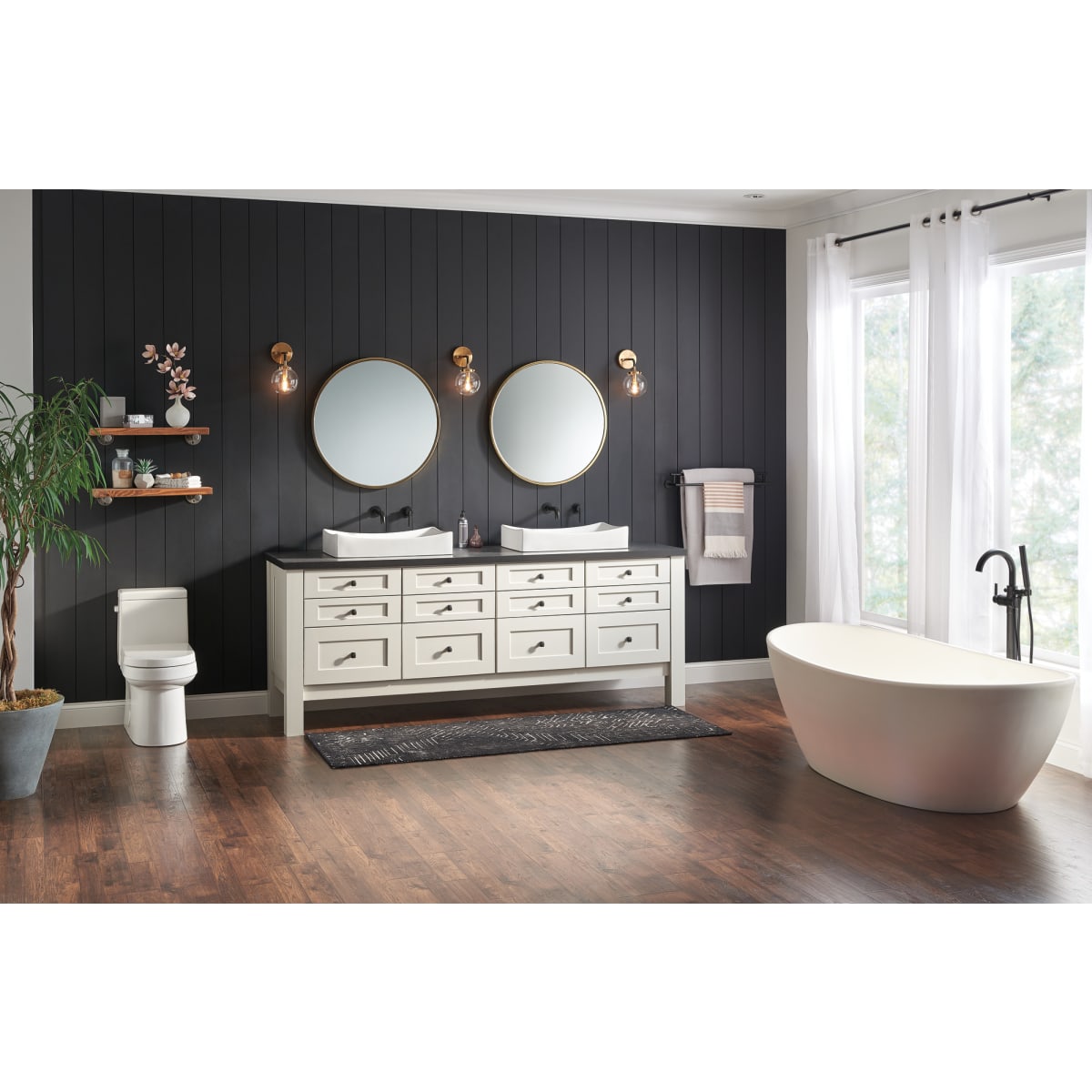 DELTA FAUCET Delta T3559LF-BLWL Matte Black Trinsic Single Handle Wall Mount Bathroom Faucet Trim