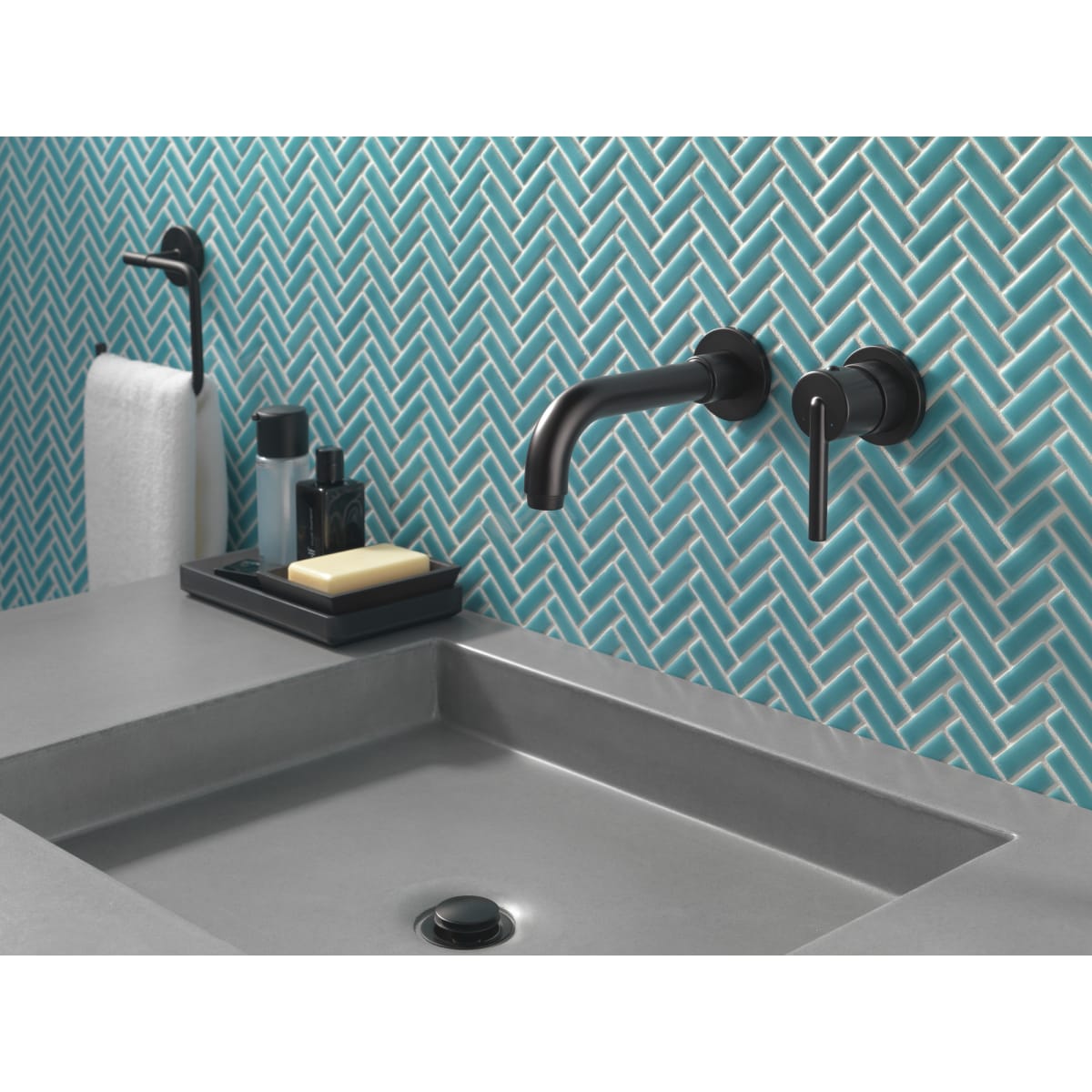 DELTA FAUCET Delta T3559LF-BLWL Matte Black Trinsic Single Handle Wall Mount Bathroom Faucet Trim