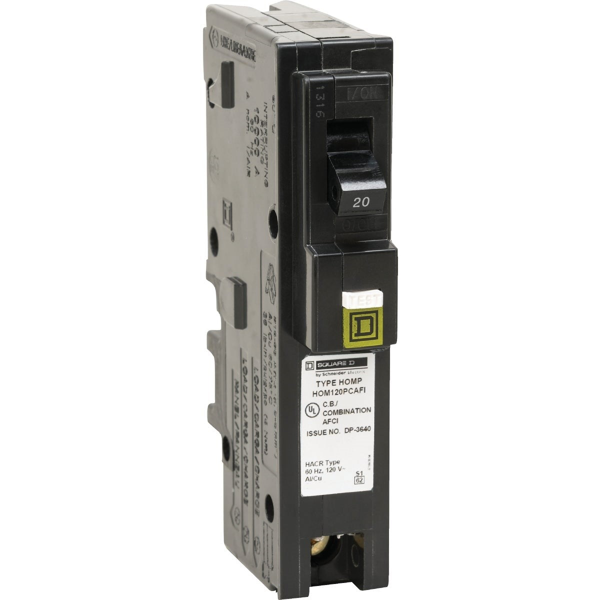 SCHNEIDER ELECTRIC Square D HOM120PCAFIC Homeline 20A Single-Pole CAFCI Plug-On Neutral Combination Arc Fault Breaker