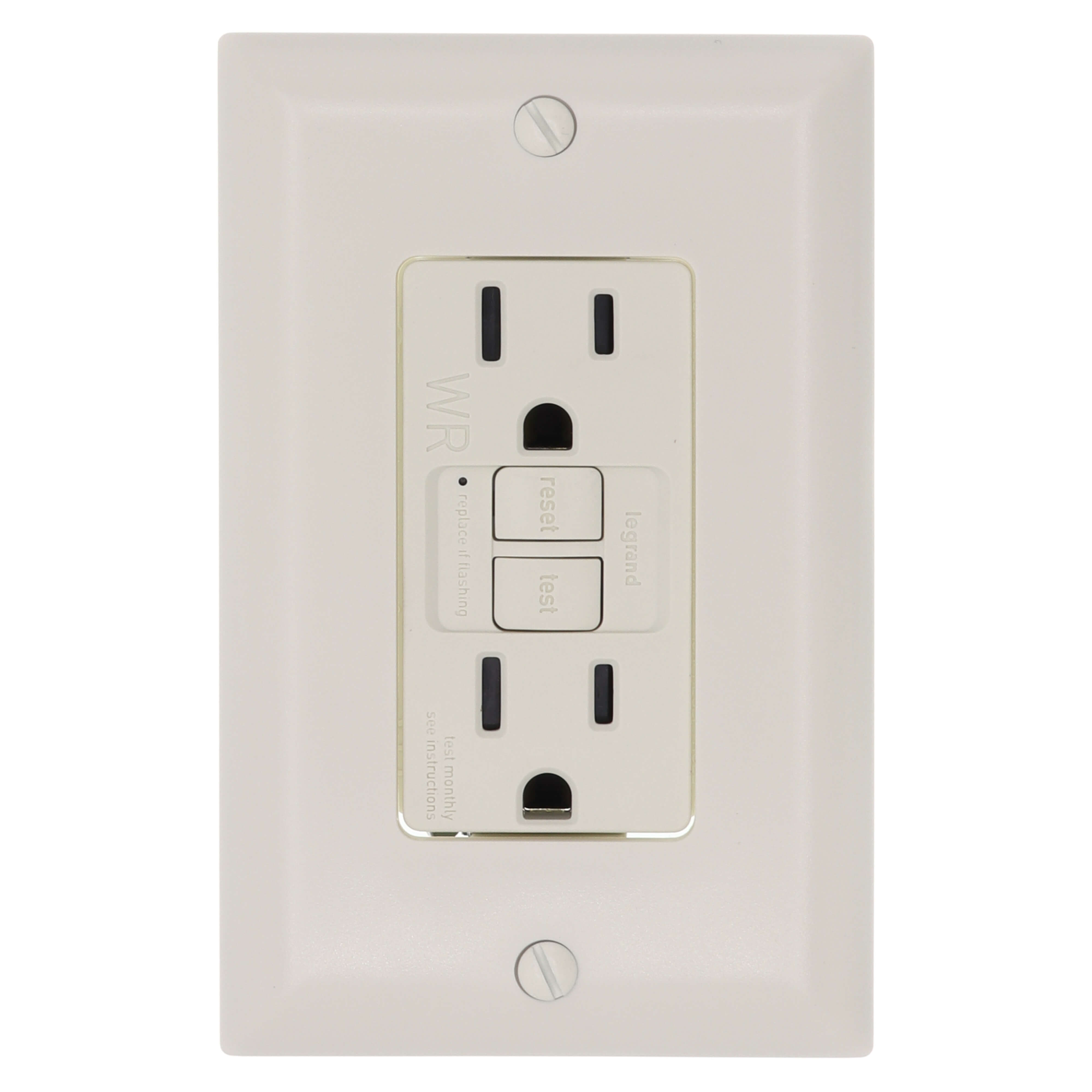 LEGRAND Pass & Seymour 1597-TRWRLA 15A 125V Self-Test Tamper-Resistant Weather-Resistant GFCI, Light Almond